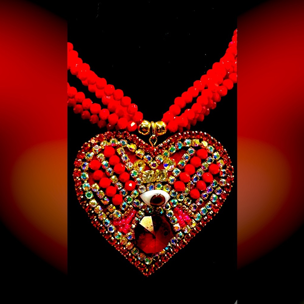 Custom heart handmade beaded necklace